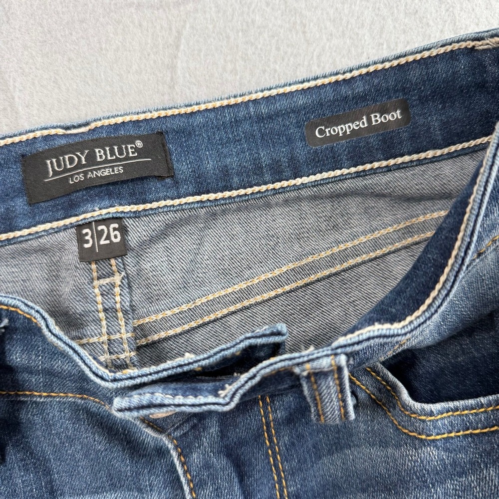 Judy Blue Cropped Bootcut Jeans Womens 3/26 Blue Raw Hem - Picture 4 of 9